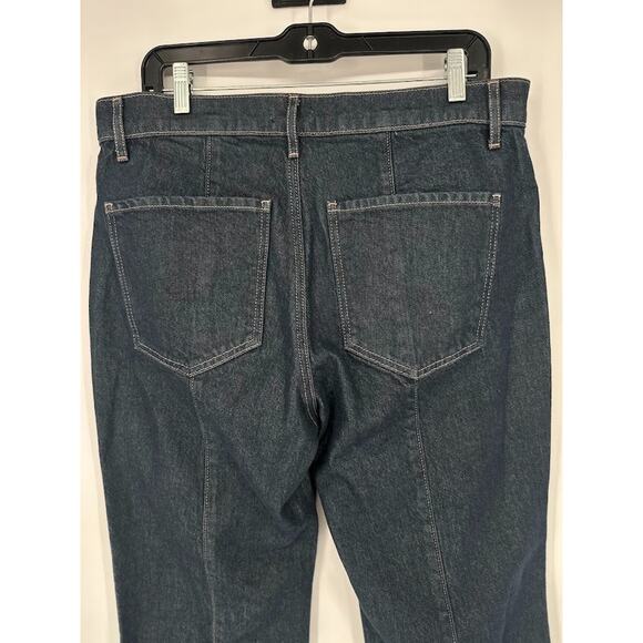 Express Mid Rise Dark Wash Back Center Seam '70s Flare Jeans Size 12 Short 12S - Picture 6 of 14
